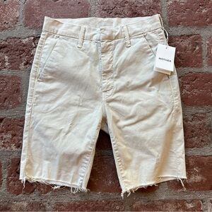 NWT MOTHER Women The Shaker Prep Short Fray High Rise Vanilla Size 24 raw hem